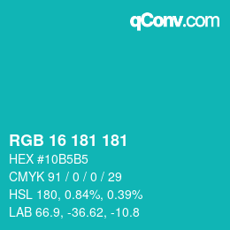 Color code: RGB 16 181 181 | qconv.com