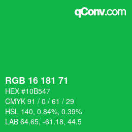 Color code: RGB 16 181 71 | qconv.com