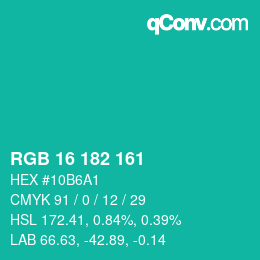 Color code: RGB 16 182 161 | qconv.com