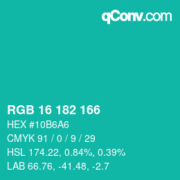 Color code: RGB 16 182 166 | qconv.com