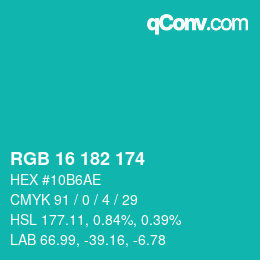 Color code: RGB 16 182 174 | qconv.com