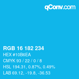 Color code: RGB 16 182 234 | qconv.com