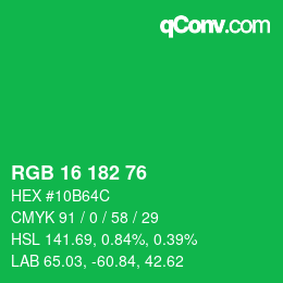 Color code: RGB 16 182 76 | qconv.com