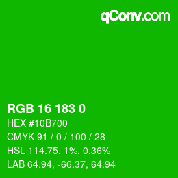 Color code: RGB 16 183 0 | qconv.com