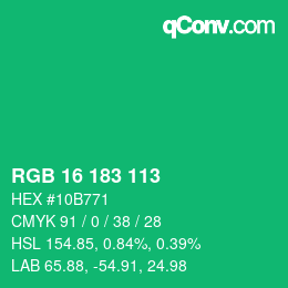 Color code: RGB 16 183 113 | qconv.com