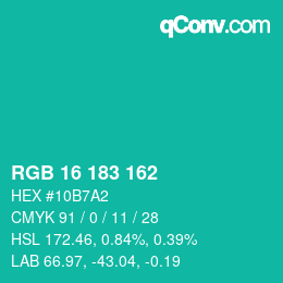 颜色代码: RGB 16 183 162 | qconv.com