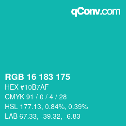 Color code: RGB 16 183 175 | qconv.com