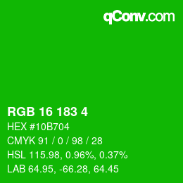 カラーコード: RGB 16 183 4 | qconv.com