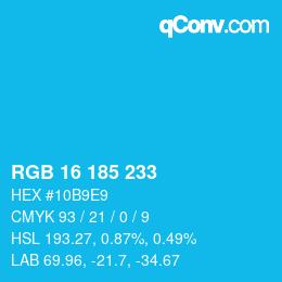 Color code: RGB 16 185 233 | qconv.com