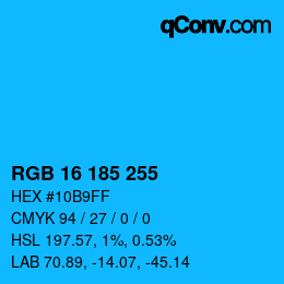 Color code: RGB 16 185 255 | qconv.com