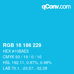 Código de color: RGB 16 186 229 | qconv.com
