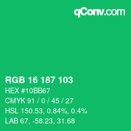 Color code: RGB 16 187 103 | qconv.com