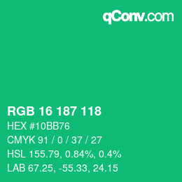 Color code: RGB 16 187 118 | qconv.com