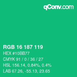 Color code: RGB 16 187 119 | qconv.com