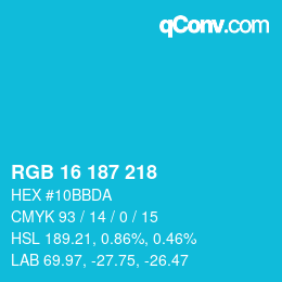 Color code: RGB 16 187 218 | qconv.com