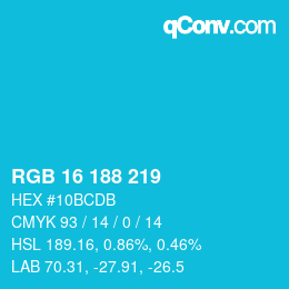 Color code: RGB 16 188 219 | qconv.com