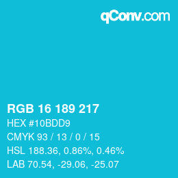 Color code: RGB 16 189 217 | qconv.com