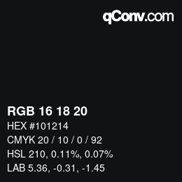 カラーコード: RGB 16 18 20 | qconv.com
