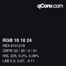 Color code: RGB 16 18 24 | qconv.com