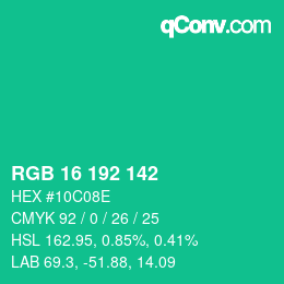Color code: RGB 16 192 142 | qconv.com