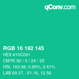 Color code: RGB 16 192 145 | qconv.com