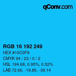 カラーコード: RGB 16 192 249 | qconv.com