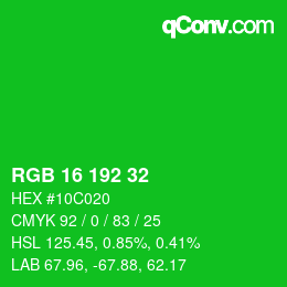 Color code: RGB 16 192 32 | qconv.com
