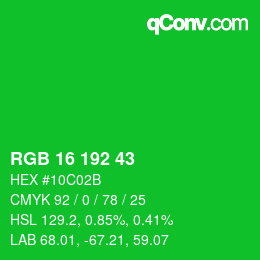 Color code: RGB 16 192 43 | qconv.com