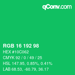 Color code: RGB 16 192 98 | qconv.com