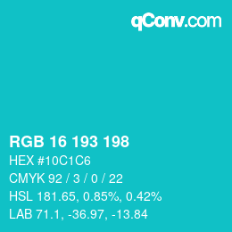 Color code: RGB 16 193 198 | qconv.com