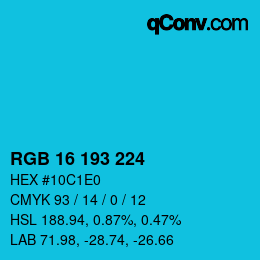 Código de color: RGB 16 193 224 | qconv.com