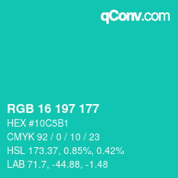 Color code: RGB 16 197 177 | qconv.com