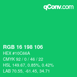 Color code: RGB 16 198 106 | qconv.com