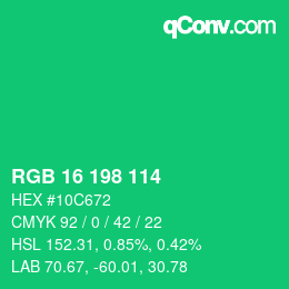 Color code: RGB 16 198 114 | qconv.com