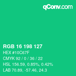 Color code: RGB 16 198 127 | qconv.com
