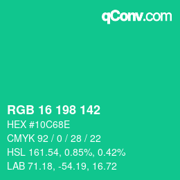 Color code: RGB 16 198 142 | qconv.com