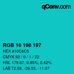 Color code: RGB 16 198 197 | qconv.com