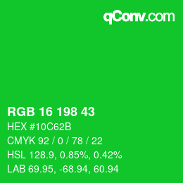 Color code: RGB 16 198 43 | qconv.com