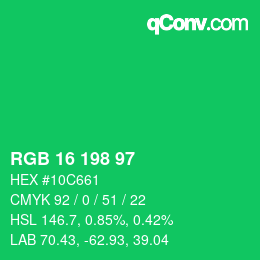 Color code: RGB 16 198 97 | qconv.com