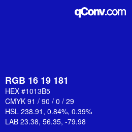 Color code: RGB 16 19 181 | qconv.com