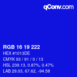 Color code: RGB 16 19 222 | qconv.com