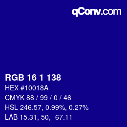 Color code: RGB 16 1 138 | qconv.com
