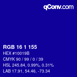 Color code: RGB 16 1 155 | qconv.com