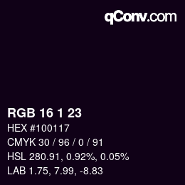 Farbcode: RGB 16 1 23 | qconv.com