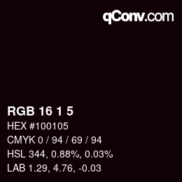 カラーコード: RGB 16 1 5 | qconv.com