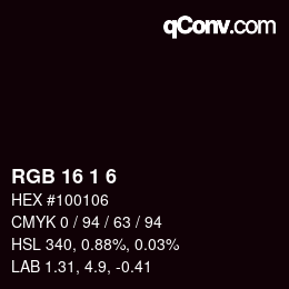 カラーコード: RGB 16 1 6 | qconv.com