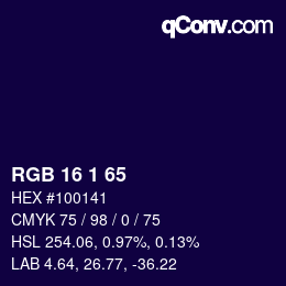 Color code: RGB 16 1 65 | qconv.com