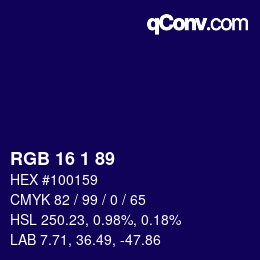 Color code: RGB 16 1 89 | qconv.com