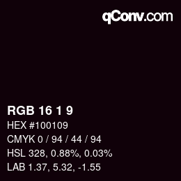 カラーコード: RGB 16 1 9 | qconv.com