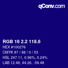 カラーコード: RGB 16 2.2 118.6 | qconv.com